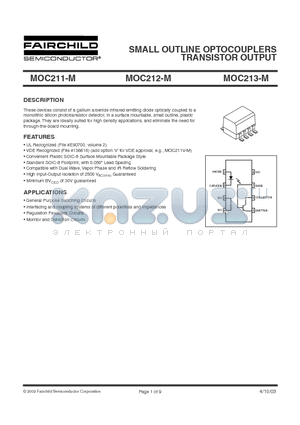 MOC213-M datasheet - SMALL OUTLINE OPTOCOUPLERS TRANSISTOR OUTPUT