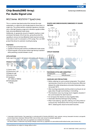 MCZ1210CT121T datasheet - Chip Beads(SMD Array) For Audio Signal Line