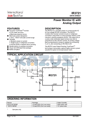 IR3721MTRPBF datasheet - Power Monitor IC with