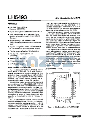 LH5493U-35 datasheet - 4K x 9 Parallel-to Serial FIFO