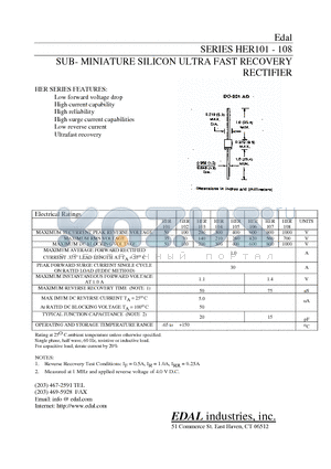 HER107 datasheet - SUB- MINIATURE SILICON ULTRA FAST RECOVERY RECTIFIER