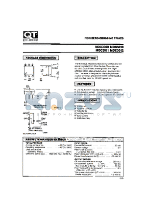 MOC3010 datasheet - NON-ZERO-CROSSING TRIACS