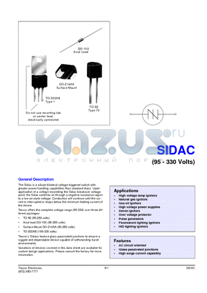 K1100E70 datasheet - silicon bilateral voltage triggered switch