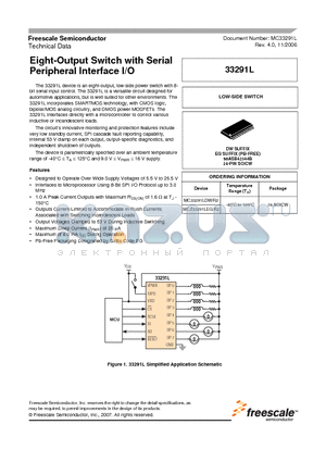 MCZ33291LEGR2 datasheet - Eight-Output Switch with Serial Peripheral Interface I/O