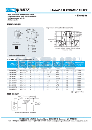 LTM-455DU datasheet - CERAMIC FILTER