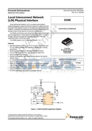 MCZ33399EF datasheet - Local Interconnect Network (LIN) Physical Interface