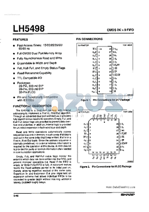 LH5498U25 datasheet - CMOS 2K X 9 FIFO