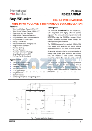 IR3822AMPBF_1 datasheet - HIGHLY INTEGRATED 6A WIDE-INPUT VOLTAGE, SYNCHRONOUS BUCK REGULATOR