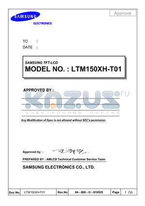 LTM150XH-T01 datasheet - SAMSUNG TFT LCD