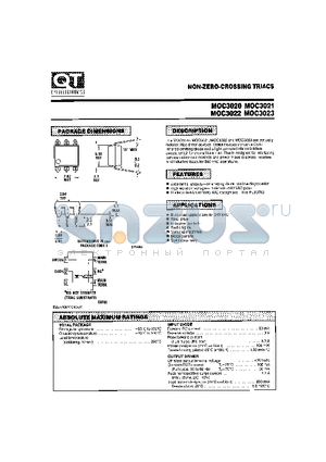 MOC3020 datasheet - non-zero-crossing triacs