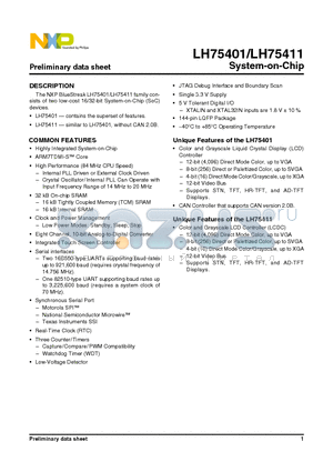 LH75401 datasheet - System-on-Chip