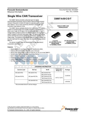 MCZ33897DEF/R2 datasheet - Single Wire CAN Transceiver