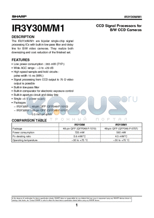 IR3Y30M1 datasheet - CCD Signal Processors for B/W CCD Cameras