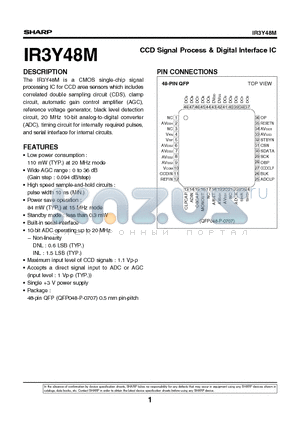 IR3Y48M datasheet - CCD Signal Process & Digital Interface IC