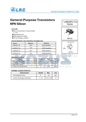 LH8050PLT1G datasheet - General Purpose Transistors NPN Silicon Epitaxial planar type.