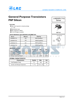 LH8550QLT1G datasheet - General Purpose Transistors PNP Silicon