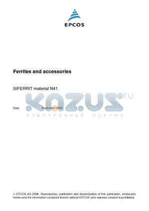 N41 datasheet - Ferrites and accessories