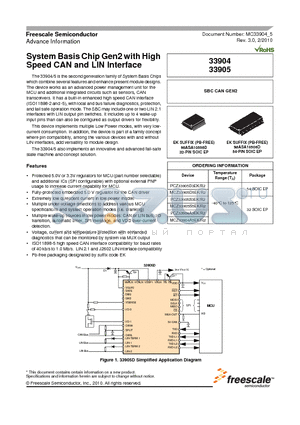 MCZ33905D5EK/R2 datasheet - System Basis Chip Gen2 with High Speed CAN and LIN Interface