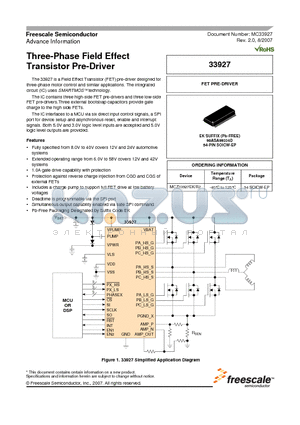 MCZ33927R2 datasheet - Three-Phase Field Effect Transistor Pre-Driver