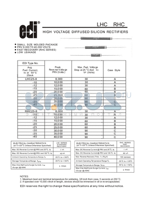 LHC25-40 datasheet - HIGH VOLTAGE DIFFUSED SILICON RECTIFIERS