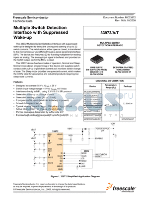 MCZ33972EW/R2 datasheet - Multiple Switch Detection Interface with Suppressed Wake-up