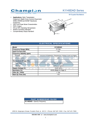 K1149DAD datasheet - 5V Crystal Oscillators