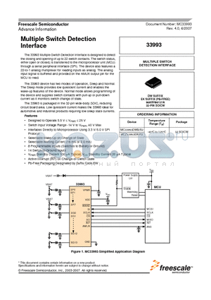 MCZ33993EW datasheet - Multiple Switch Detection Interface