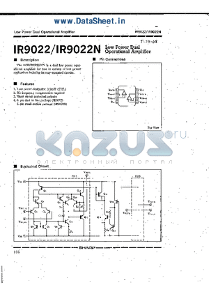 IR9022N datasheet - Low Power Dual Operational Amplifier
