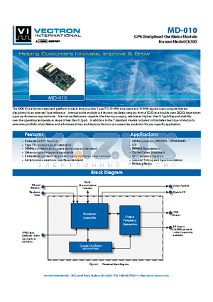 MD-0103-BXT-OCXO datasheet - GPS Disciplined Oscillator Module