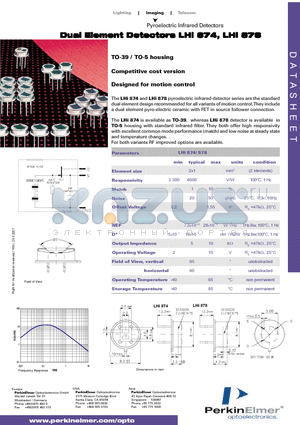 LHI874 datasheet - Dual Element Detectors