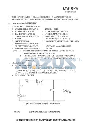 LTM455HW datasheet - Ceramic Filter