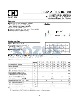 HER154 datasheet - HIGH EFFICIENCY RECTIFIER