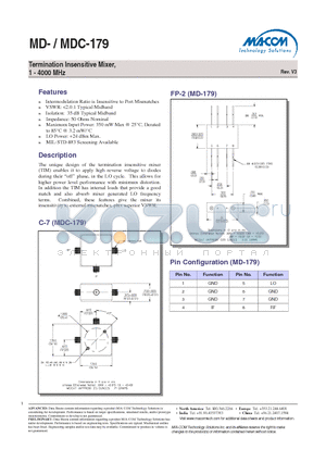 MD-179PIN datasheet - Termination Insensitive Mixer, 1 - 4000 MHz