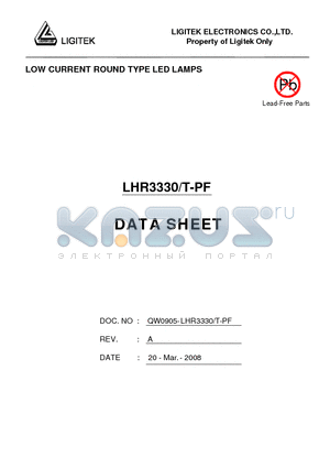 LHR3330-T-PF datasheet - LOW CURRENT ROUND TYPE LED LAMPS