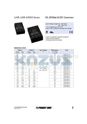 LHR4001-2 datasheet - 10...30 Watt AC-DC Converters