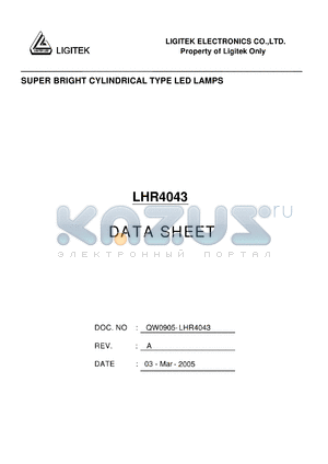 LHR4043 datasheet - SUPER BRIGHT CYLINDRICAL TYPE LED LAMPS