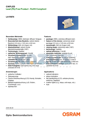 LHR974 datasheet - Lead (Pb) Free Product - RoHS Compliant