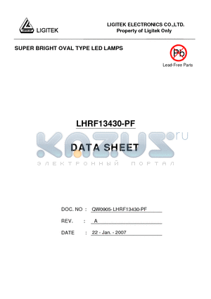 LHRF13430-PF datasheet - SUPER BRIGHT OVAL TYPE LED LAMPS