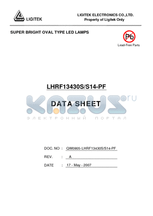 LHRF13430S-S14-PF datasheet - SUPER BRIGHT OVAL TYPE LED LAMPS