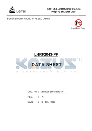 LHRF2043-PF datasheet - SUPER BRIGHT ROUND TYPE LED LAMPS