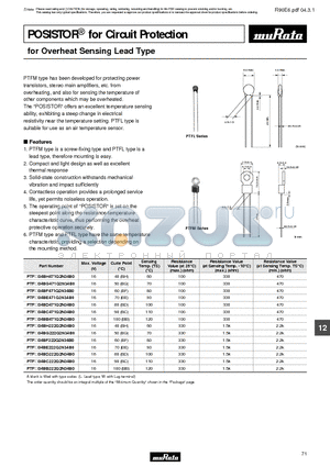 PTFM04BC471Q2N34B0 datasheet - POSISTOR for Circuit Protection