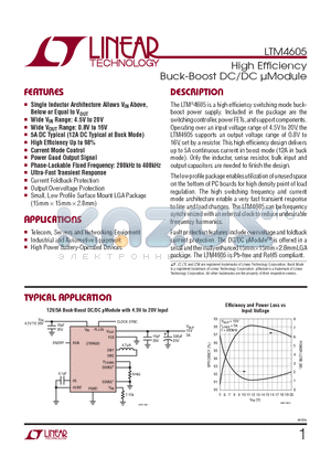 LTM4605IV-PBF datasheet - High Effi ciency Buck-Boost DC/DC lModule