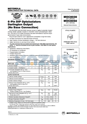 MOC8030 datasheet - 6-Pin DIP Optoisolators Darlington Ouput(No Base Connection)