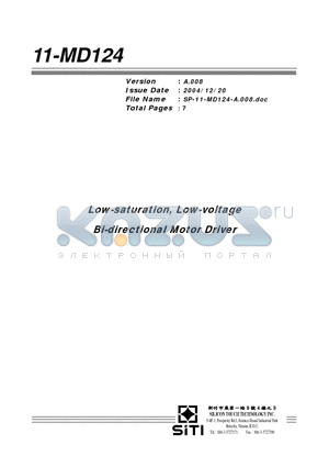 MD124 datasheet - Low-saturation, Low-voltage Bi-directional Motor Driver