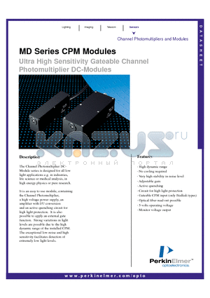 MD1343 datasheet - Ultra High Sensitivity Gateable Channel Photomultiplier DC-Modules