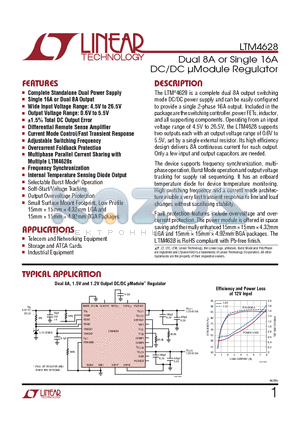 LTM4614 datasheet - Dual 8A or Single 16A DC/DC lModule Regulator