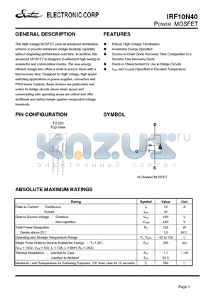 IRF10N40 datasheet - POWER MOSFET