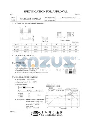 MD1608400YL datasheet - MULTILAYER CHIP BEAD