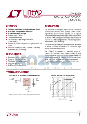 LTM8020MPV datasheet - 200mA, 36V DC/DC lModule