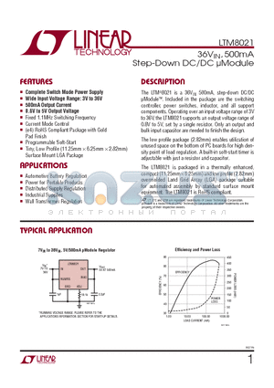 LTM8021 datasheet - 36VIN, 500mA Step-Down DC/DC lModule